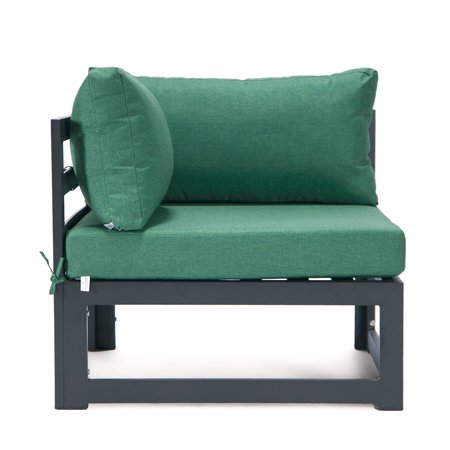 Leisuremod Chelsea 2-Piece Sectional Loveseat Black Aluminum with Green Cushions CSCBL-2G